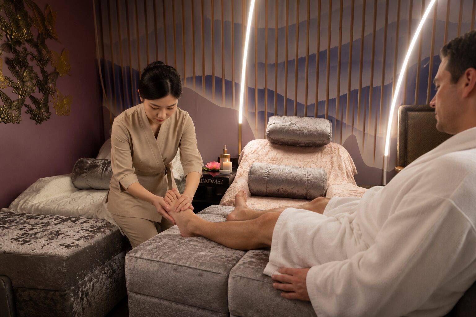 A foot massage treatment at Bella Healing Spa